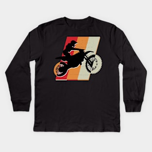 Retro Motocross Design Kids Long Sleeve T-Shirt